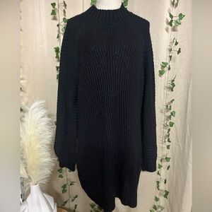 Lillusory Womens Size XL  Knit Sweater Dress Tunic Knee Length Black